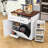 Elegant Kitchen Island with Removable Side Shelf, Tilt Trash Cabinet-968676790