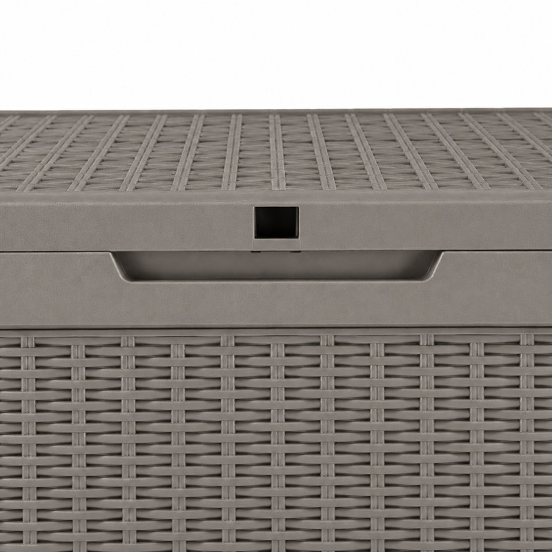 Boîte de rangement extérieure 120 gallons, boîte de rangement en résine imperméable et verrouillable avec siège, Gris