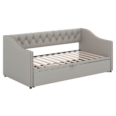 Twin Size Upholstered Daybed With Pop Up Trundle -  House of Hampton®, 375F7548D25B4E0292EF697E32120C89