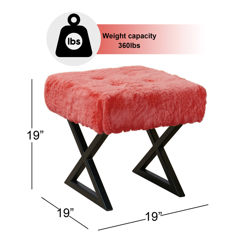 Repose-pieds standard large 19 po Kabria, Fausse fourrure épice corail