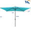 Parasol d'extérieur rectangulaire de 10 pi x 6,5 pi en turquoise - Lumières à DEL solaires, manivelle et bouton-poussoir inclinable pour le patio de la piscine arrière avec lumières imperméables, durabilité de l'auvent, jardin-1125786270