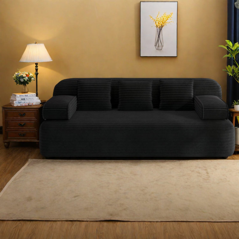 Canapé-lit multifonctionnel en velours côtelé de 78,7 pouces avec 3 coussins pour les petits espaces