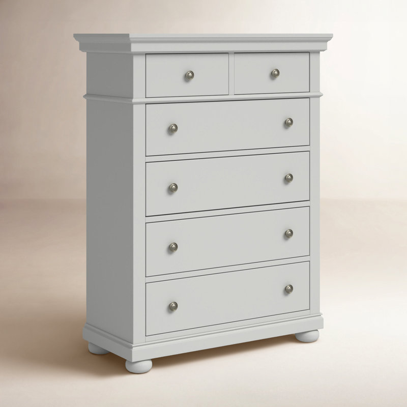 Canterbury 5 Drawer 38" W Solid Wood Chest, Natural White