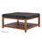 Premium Tufted Linen Square Ottoman Coffee Table with Under-Seat Storage