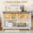 Farmhouse Coffee Bar With Storage,  Sofa Table With Sliding Barn Door White Coffee Buffet Cabinet With Charger Station, Console Table With Bottom Open Shelf, For Living Room