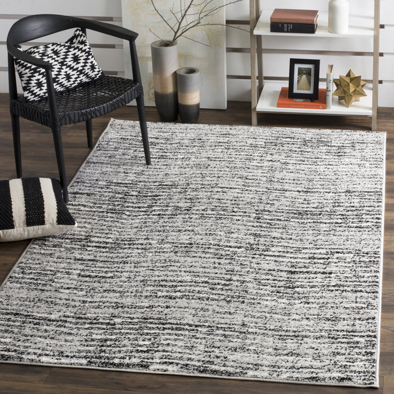 Tapis noir / argenté Riebe, Rectangle 10 pi x 14 pi