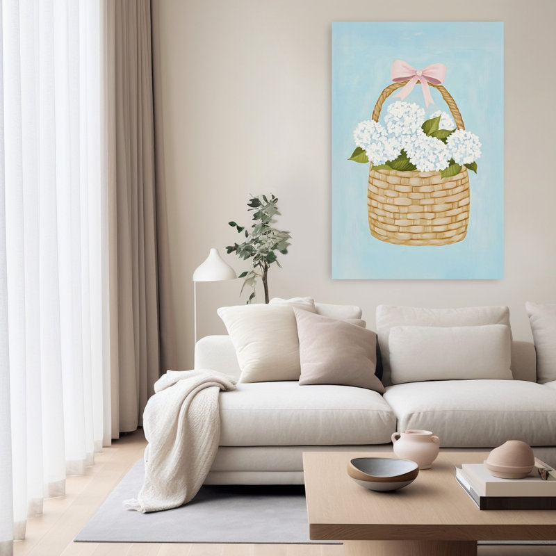 Art mural contemporain abstrait hortensia, 60" H x 40" W