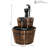 Wood Barrel Weather-Resistant Brown 2-Tier Outdoor Water Fountain with Hand Pump