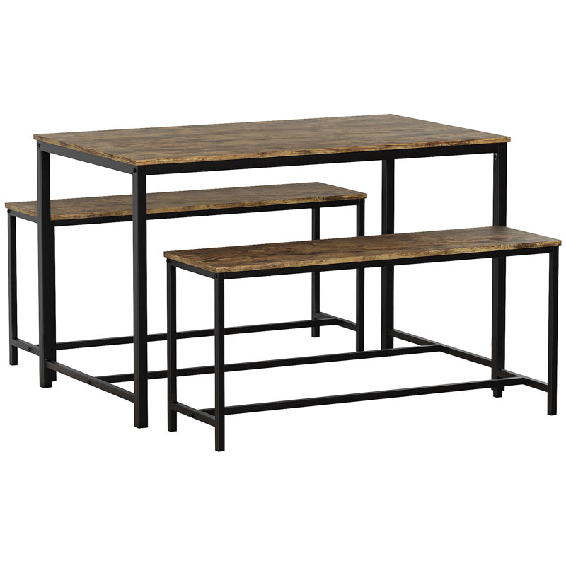 Sylvie 4 - Person Patio Dining Set with Rectangular Table, Dark Wood