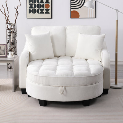 51 Inch Oversized Chaise Lounge Chair Indoor, Corduroy Upholstered Single Sofa Set With Movable Storage Ottoman