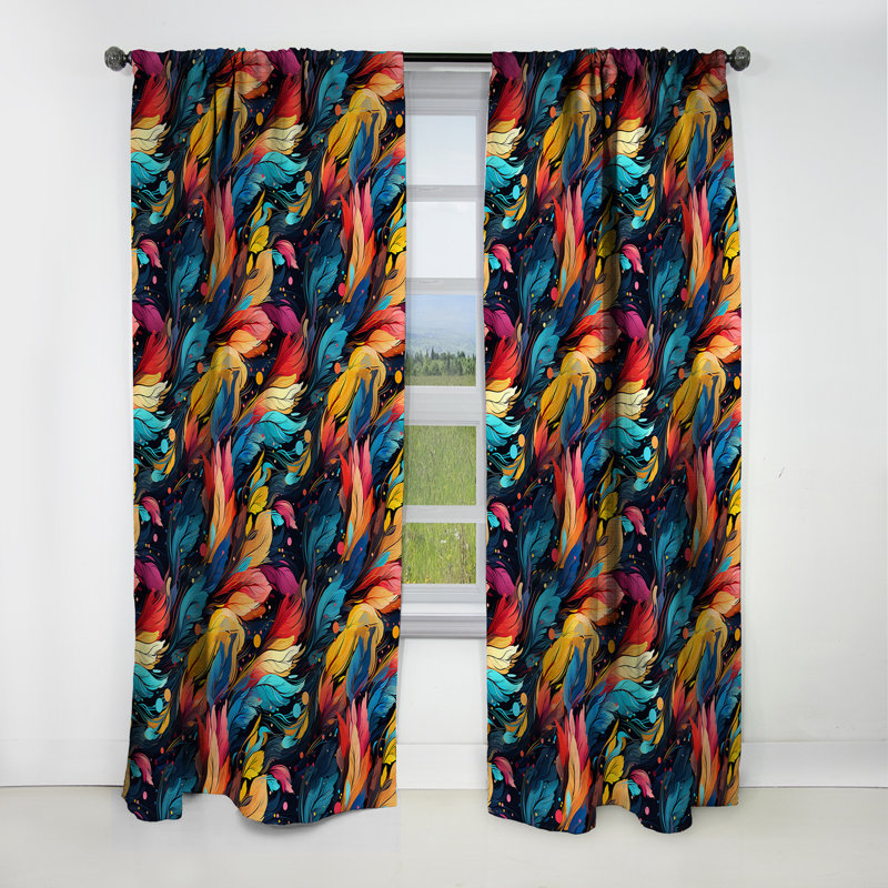 Artistique Boho Blend Motif Boho I - Rideau floral - Rideau occultant floral - 1 panneaux, L 52 po x L 120 po
