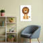 Friendly Cartoon Lion Contemporary Cat Lion Wildlife Wall Art Print 1 Piece Wrapped Canvas Wall Art-1483196680