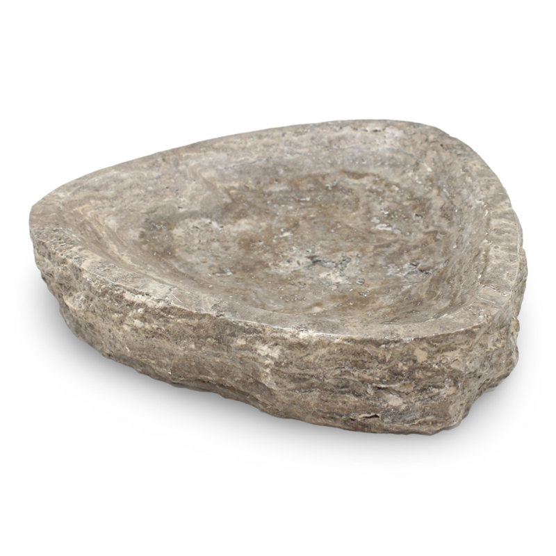 Bol gris en forme de travertin à bord brut