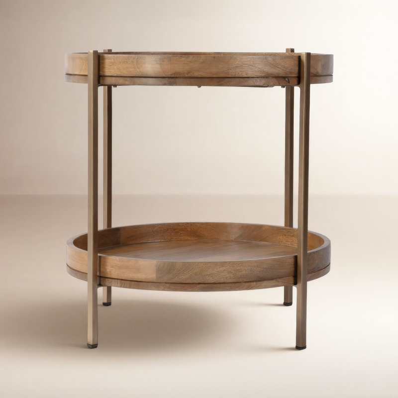 Damirra Wood & Metal Side Table, Natural Brown