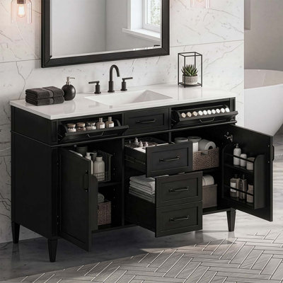 48 Inch Freestanding Bathroom Vanity with Composite Sink, 4 Drawers, 2 Doors, and Adjustable Shelves for Modern Bathrooms