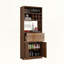 Armoire à vin multifonctionnelle avec tablette en verre noyer brun