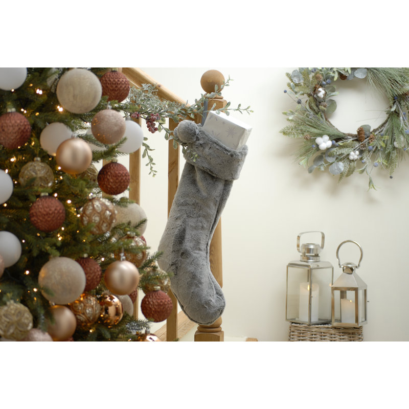 Stocking with Pom Pom Detail, Grey
