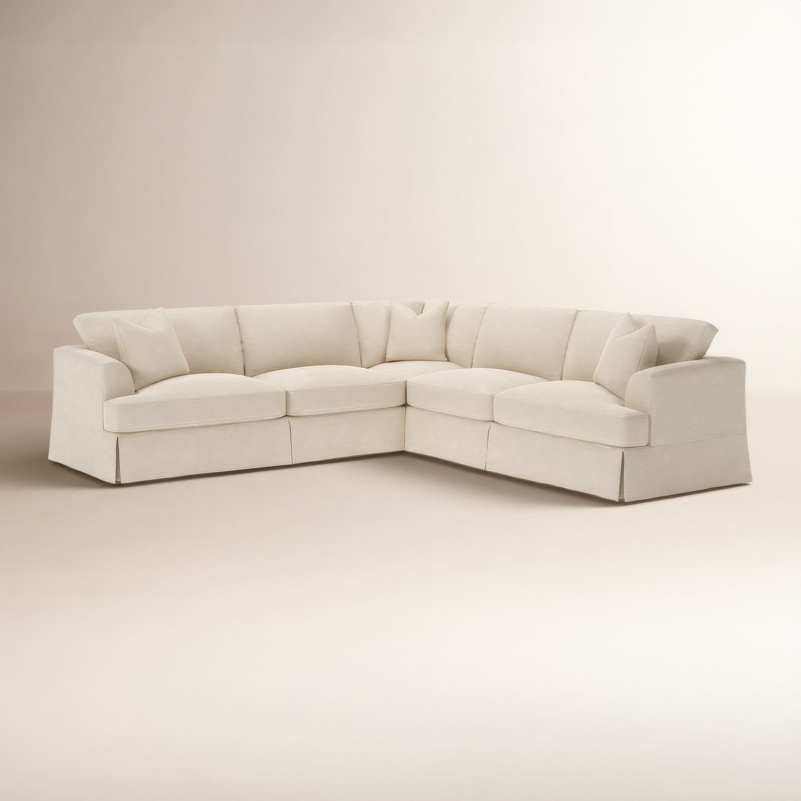 Lucia L-Sectional, Conversation Ivory Basketweave