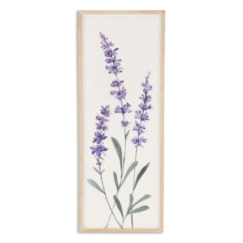 32 po x 12 po, art floral encadré en bois naturel blanc et lavande