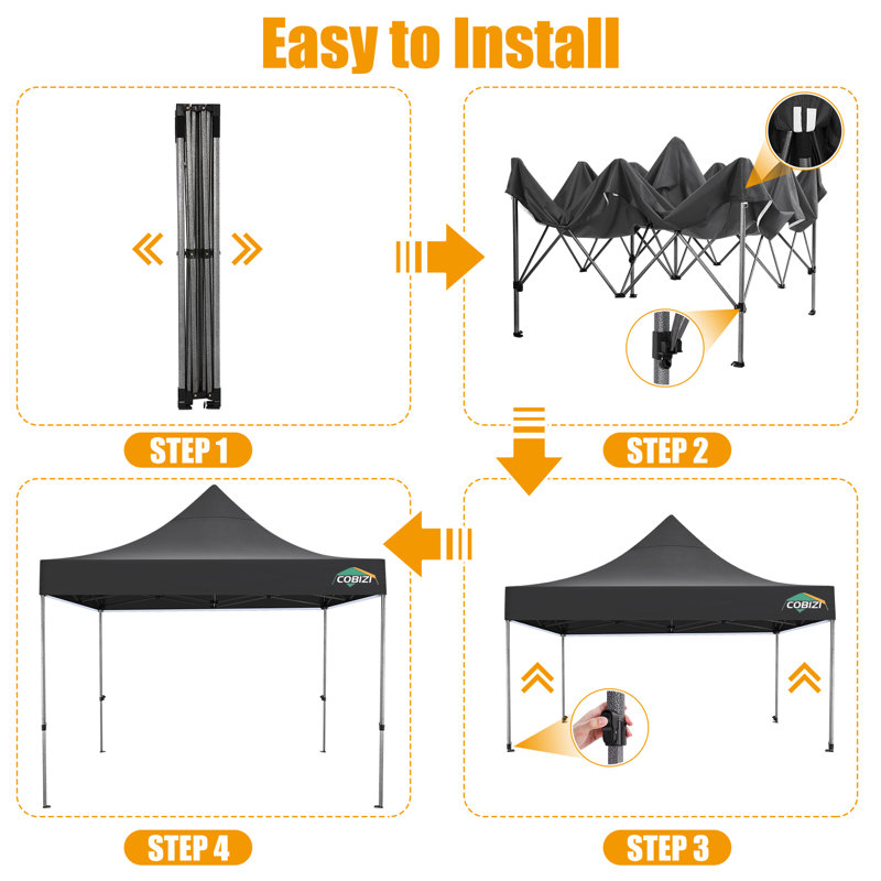 10 pi. L 10 pi. D Étable pliable 3 x 3 imperméable Winterable 2.0, Noir