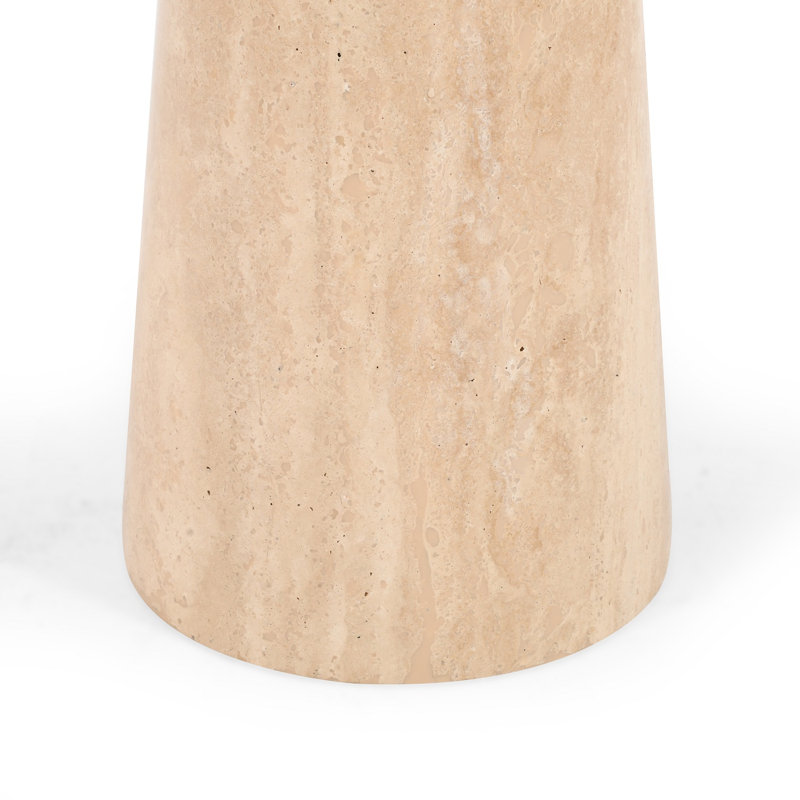 Table d'appoint beige avec miroir en travertin, H 24 po x L 16 po x l 16 po