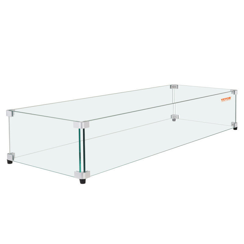 Rectangular Tempered Glass Wind Guard for Fire Pit Table