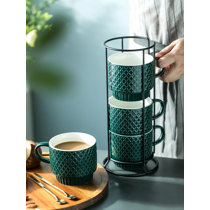 Set of Two Vibrant Funny Cute Espresso Cups 