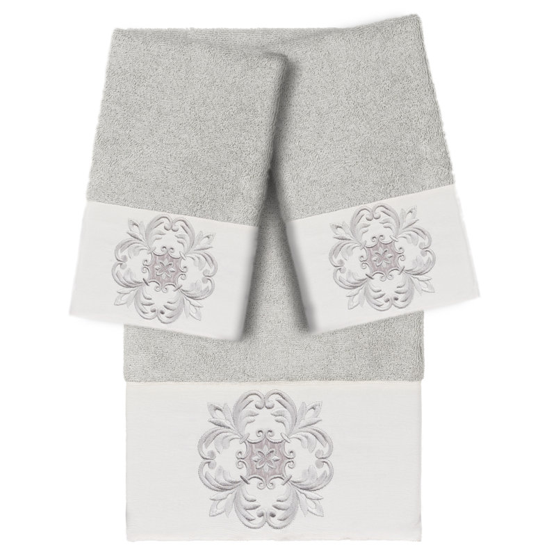 ALYSSA 3 Piece Turkish Cotton Towel Set, Light Gray