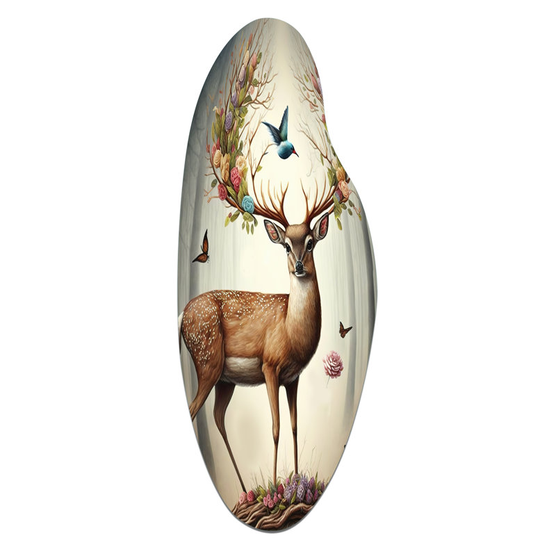 Art mural asymétrique en forme de cerf, H 30 po x l 11 po