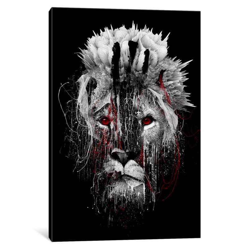 « red-avec lion », impression sur toile, H 26 po x l 18 po x P 1,5 po, Toile tendue, Pas de tapis