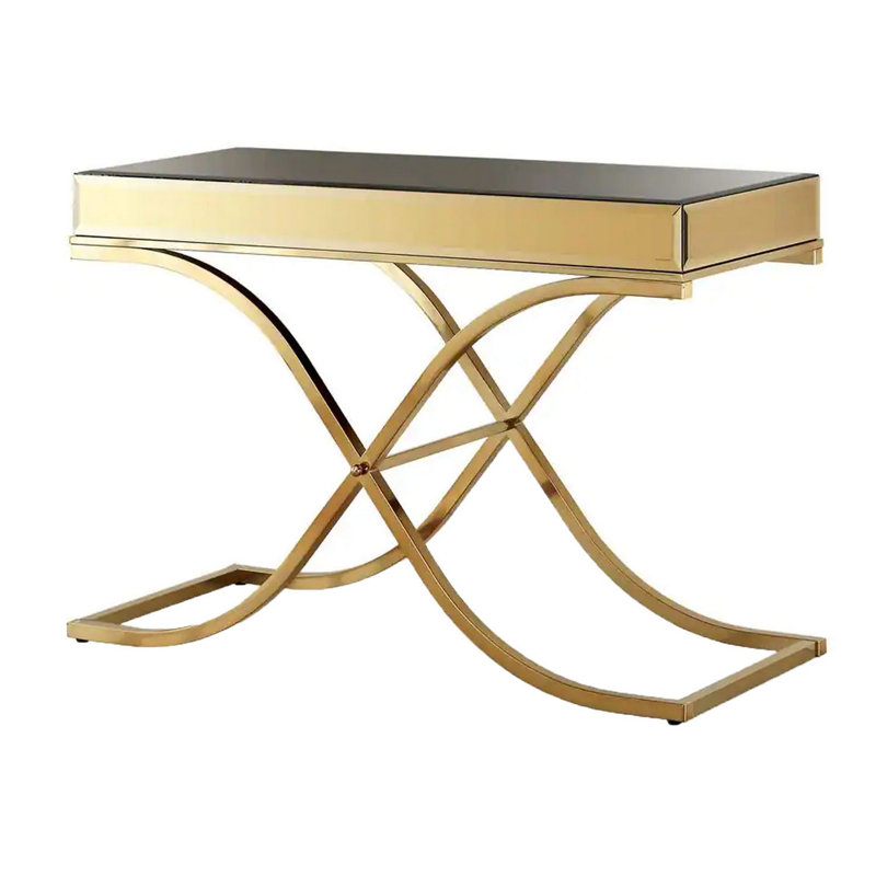 Detavion 17'' Glass Top Console Table, Gold