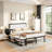 Metal Platform Bed with Soft Upholstery | Two-Tier Storage Shelves & Wooden Cabinet | Cushioned Footrest-150234768-145463515