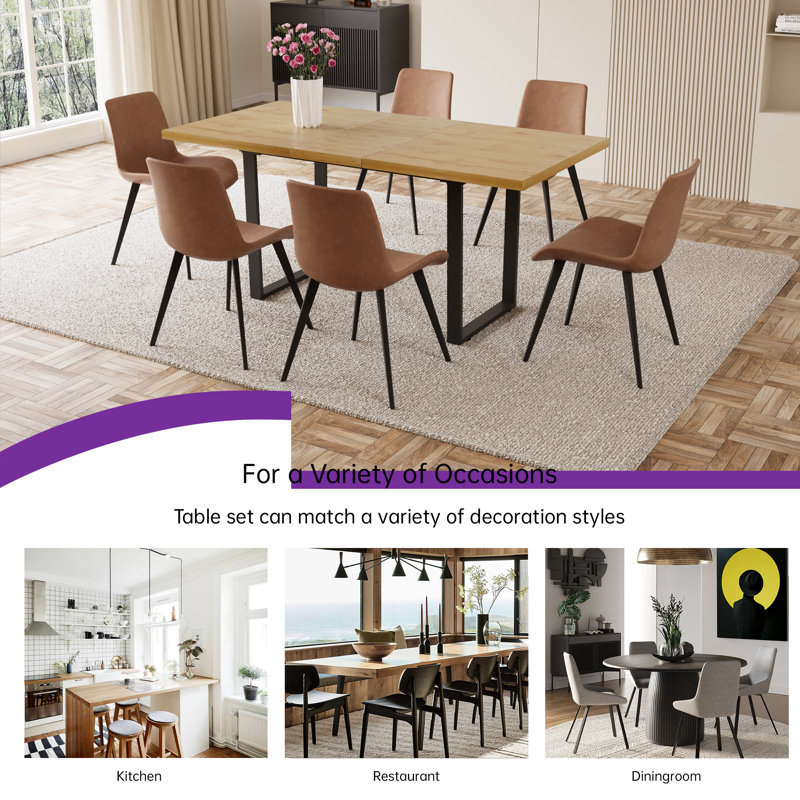 Eastfield 66.9'' Dining Table Set, 7 - Piece Extendable Double Pedestal Dining Set, Brown