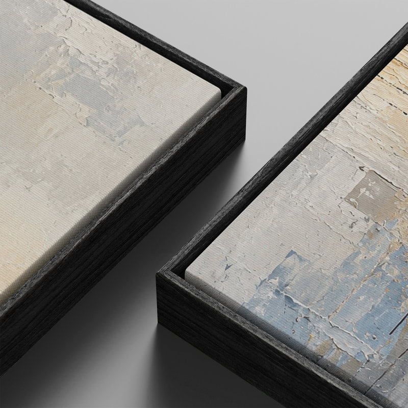 Paysage urbain avec voiliers dans un port bleu-gris – Ensemble de 2 impressions d'art encadrées sur toile 60"x20"x2, 60"x30"x2