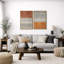 «Geometric Line», «Orange brun Tribal Boho Artwork», images murales bohémiennes abstraites, impression sur toile encadrée, 2 pièces-92285607-92285608-119463637