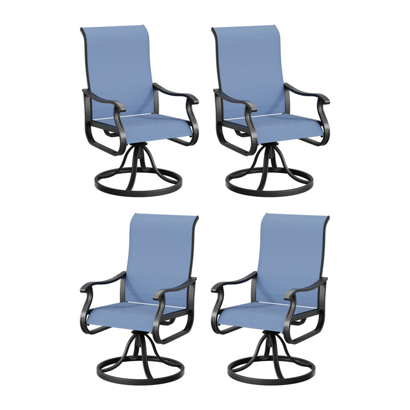 Ensemble de 4 fauteuils de salle à manger Avionce, Bleu marine