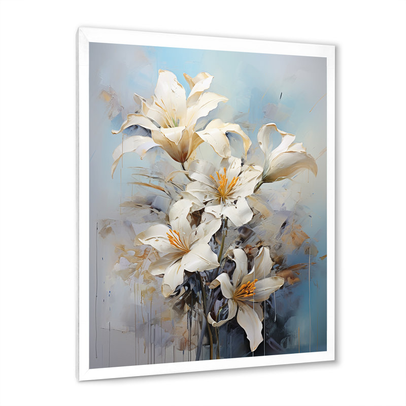 «Lilies Blossoms In Bloom» sur toile, H 40 po x l 30 po x P 1,5 po, Cadre simple blanc