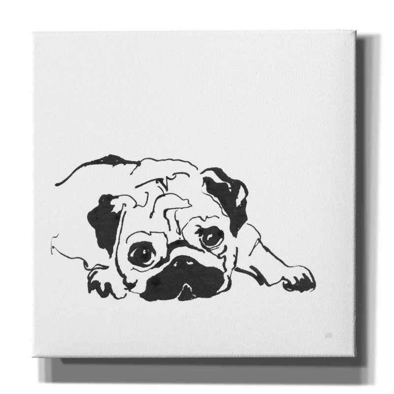 'Line Dog Pug II' by Chris Paschke, Giclee Canvas Wall Art, 12" H x 12" W x 0.75" D