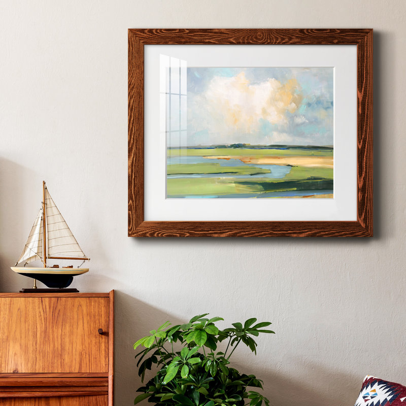 Pastel Horizon II - peinture encadrée, H 24 po x l 18 po x P 1,5 po, Cadre en érable