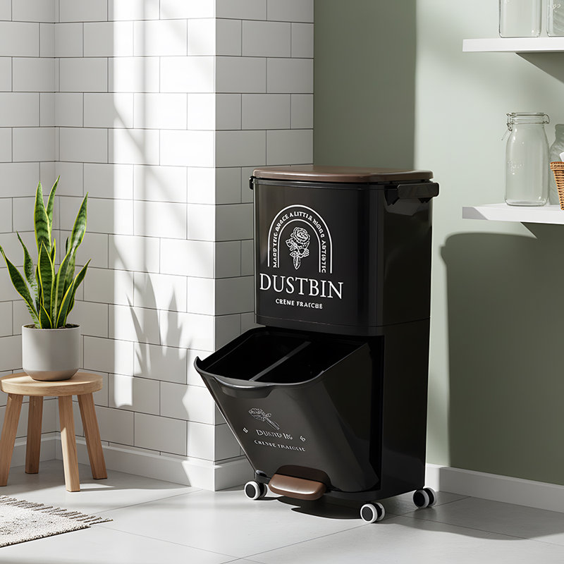 PP Manual Lift Waste Bin - 3.5L, Black