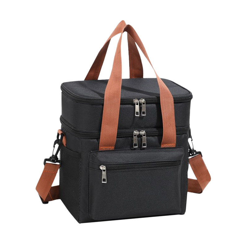 Sac isotherme pour bouteille d'eau avec double couche imperméable pour bouteille de lait Bento et boîte à repas, Noir