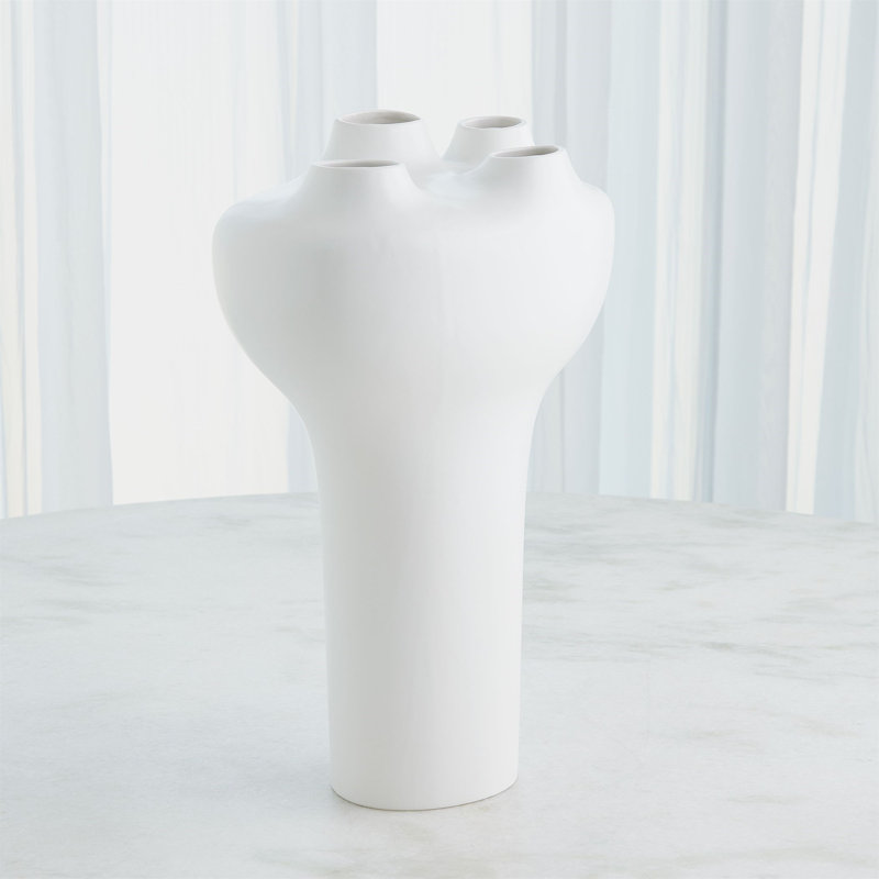 Geyser Handmade Earthenware Table Vase, White