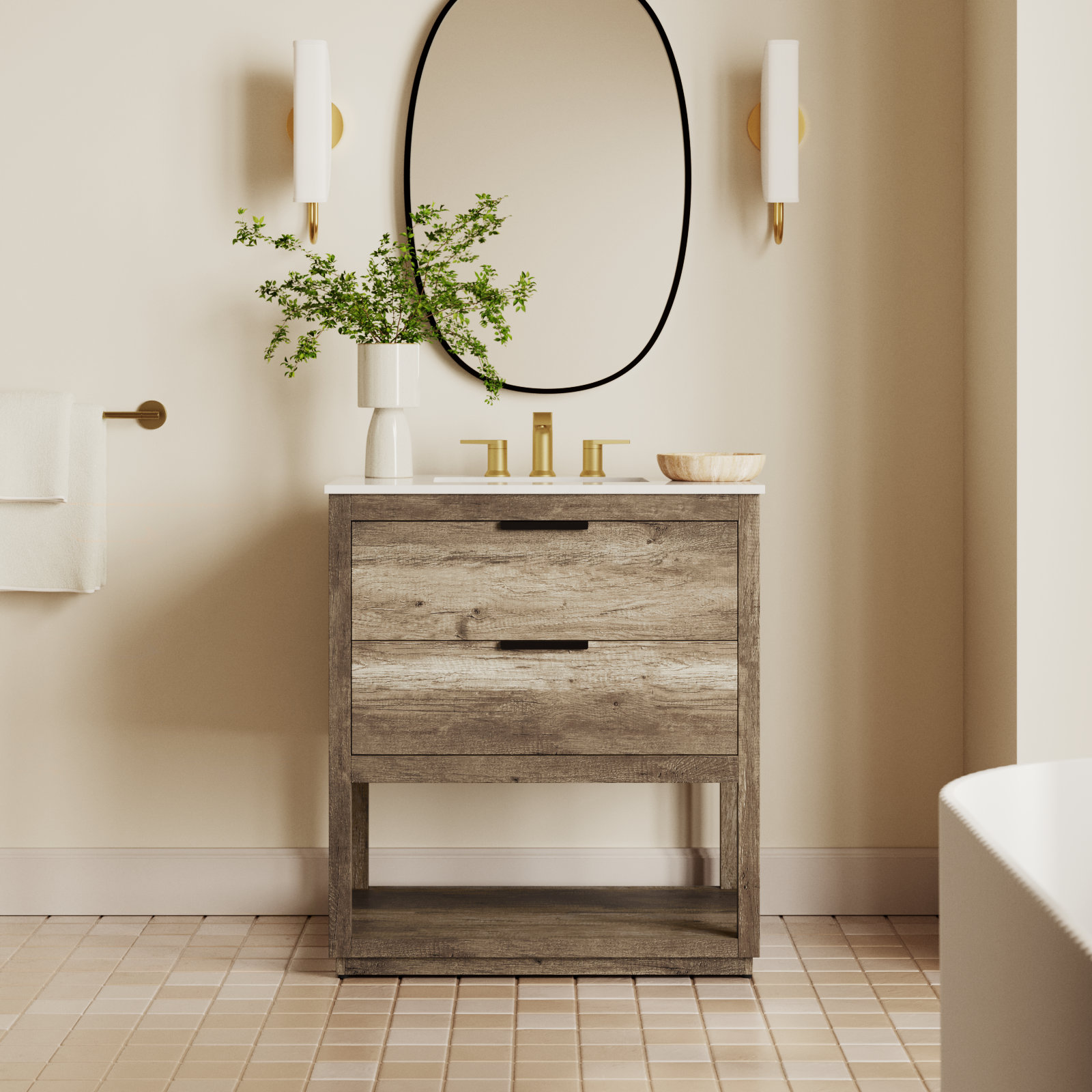 Felicity 30'' Single Bathroom Vanity, Natural Oak