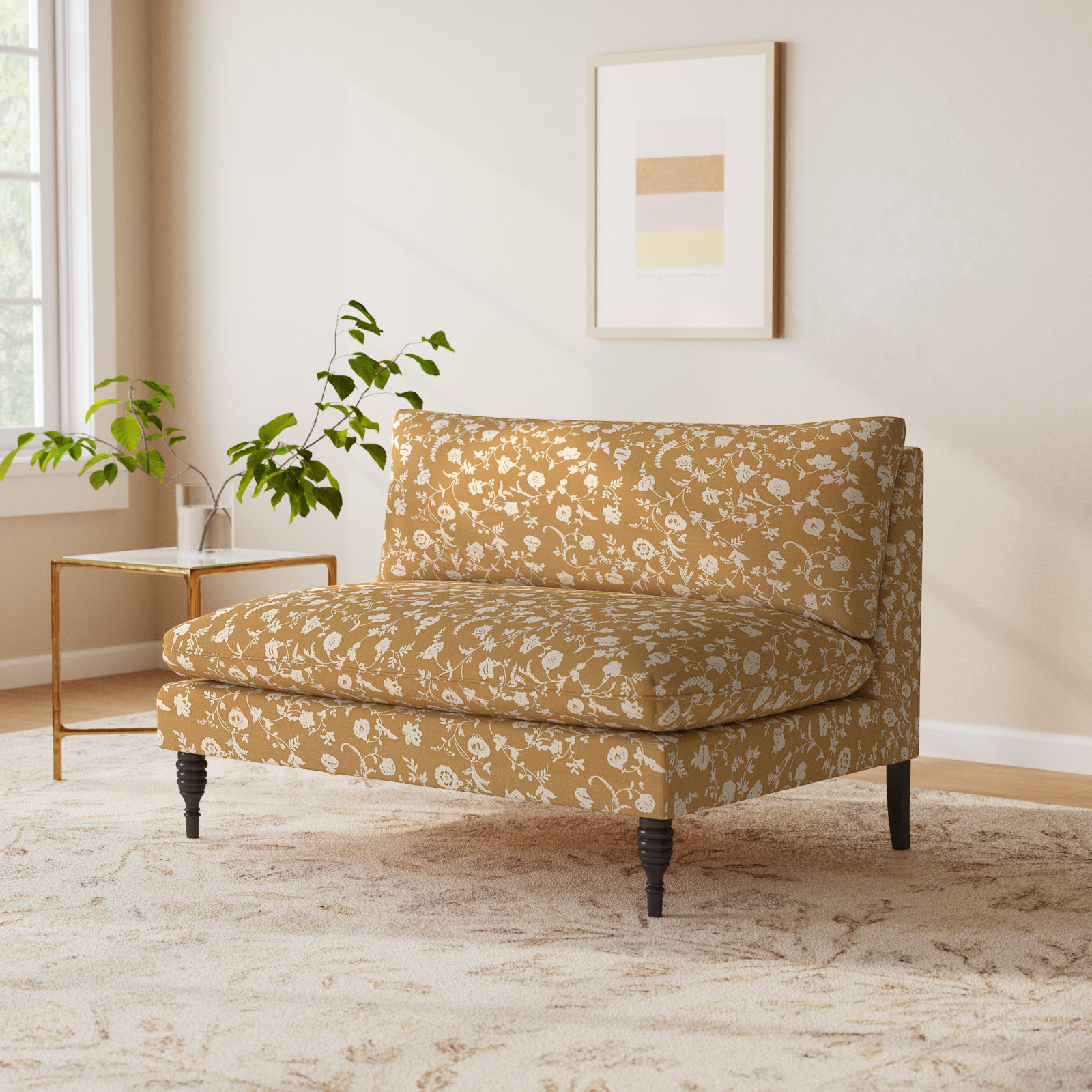 Cecelia 47" Loveseat, Robina Floral Ochre