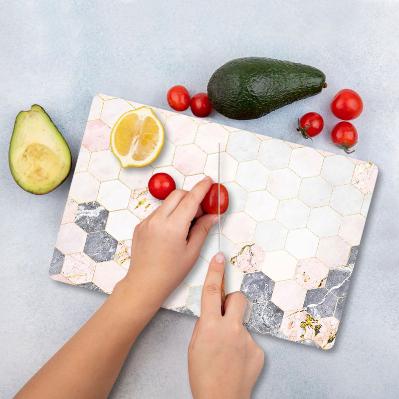 Planche à découper en verre trempé, 7,9 po x 11,8 po | 100% antibactérien, surface facile à nettoyer, pieds en silicone antidérapants | Parfait pour la préparation et le service des aliments, durable et élégant pour la cuisine, ne va pas au lave-vaisselle