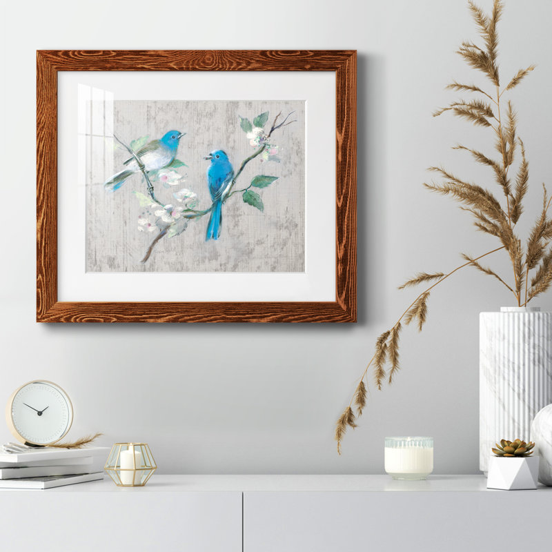 Chanson du printemps I - peinture encadrée, Papier encadré érable, H 24 po x l 18 po x P 1,5 po