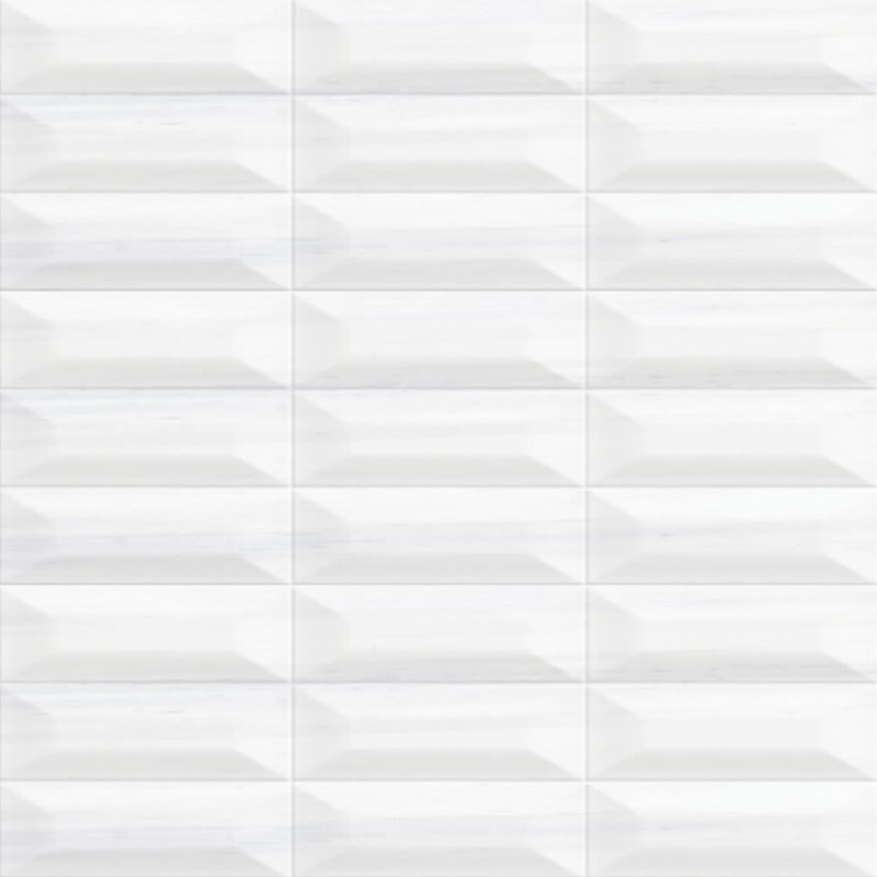 Cult 10" x 30" White Lasa Marble Look Beveled Subway Tile