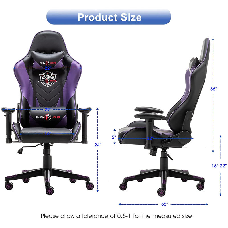 Fauteuil de jeu et de course ergonomique à haut dossier, Violet