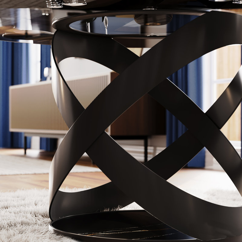 Table de salle à manger Maxwell, Noir, Noir, H 29,53 po x L 51,18 po x l 51,18 po