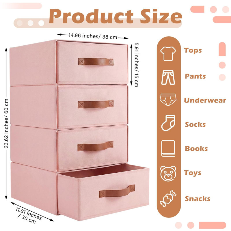 Tiroirs de rangement empilables 4 en 1 à placer sous le lit, bacs de rangement en tissu pour chambre d'étudiant, White